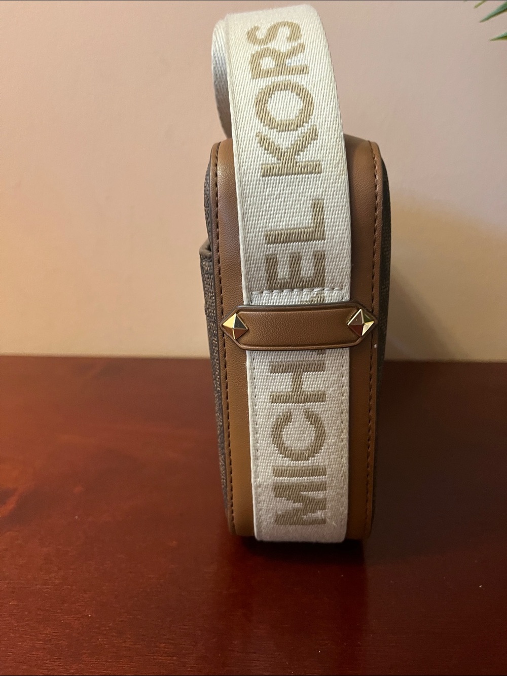 Michael Kors Brown Logo Crossbody Bag with Cream Strap - Picture 5 of 10